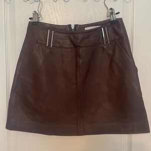 Reiss leather mini skirt.